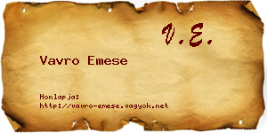 Vavro Emese névjegykártya